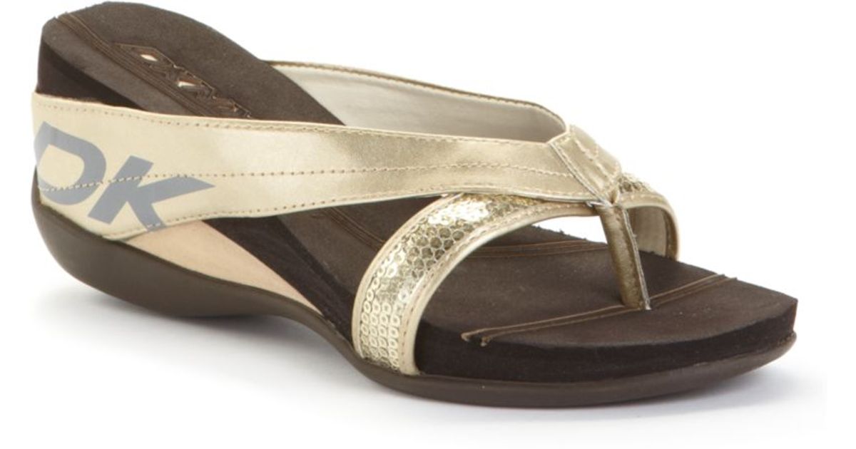 dkny gold sandals