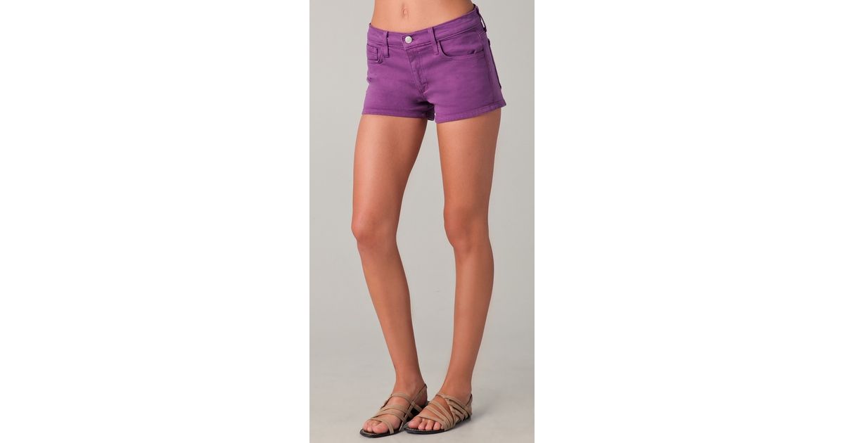 purple jeans shorts