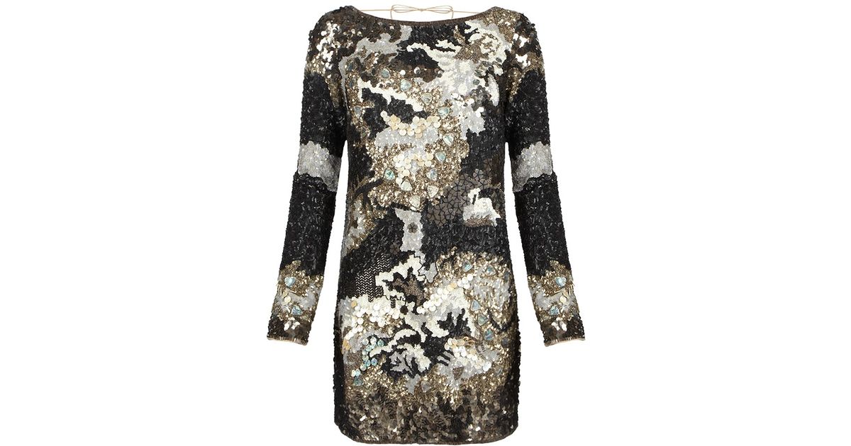 AllSaints Oyster Long Sleeved Dress in Metallic Lyst