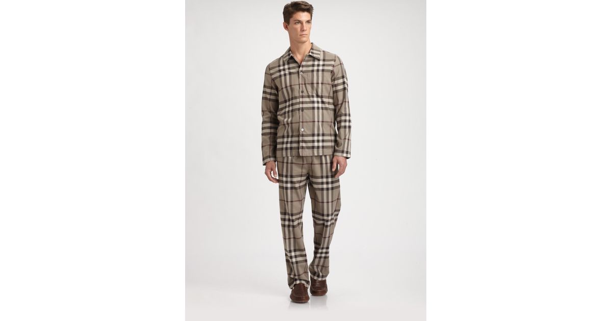 Burberry Check Pajama Set in Brown for Men | Lyst