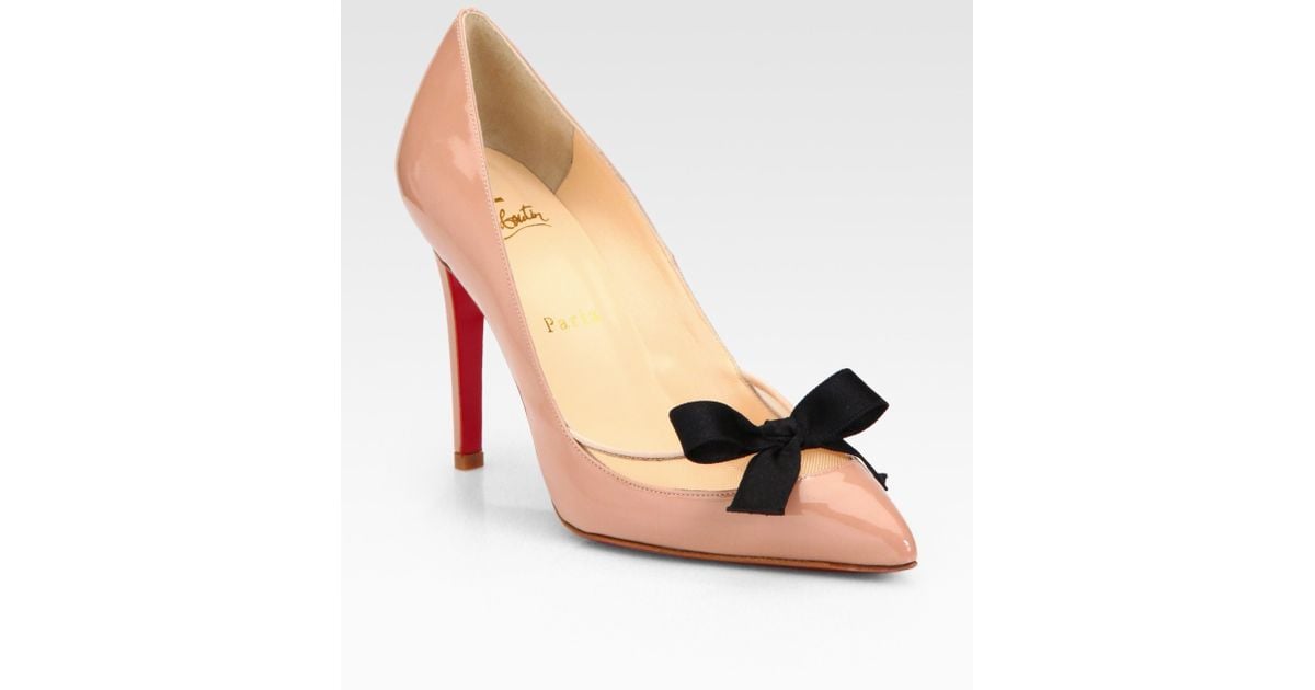 Lyst Christian Louboutin Patent Leather Bow Pumps in Pink