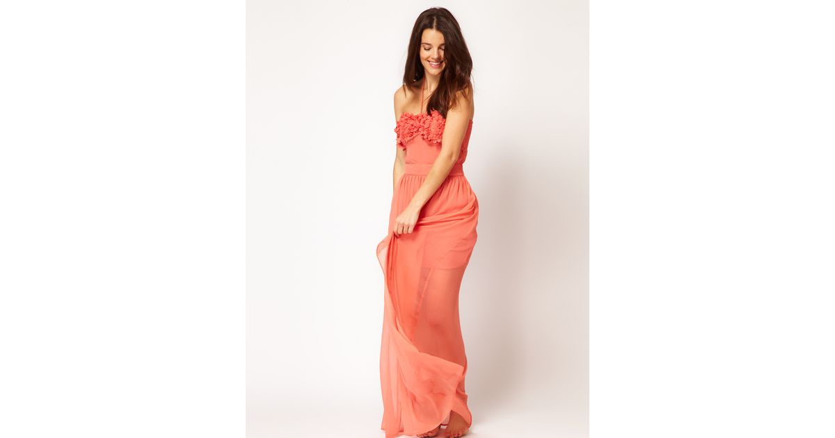 river island coral maxi dress