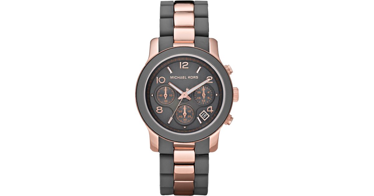 michael kors grey and rose gold watch