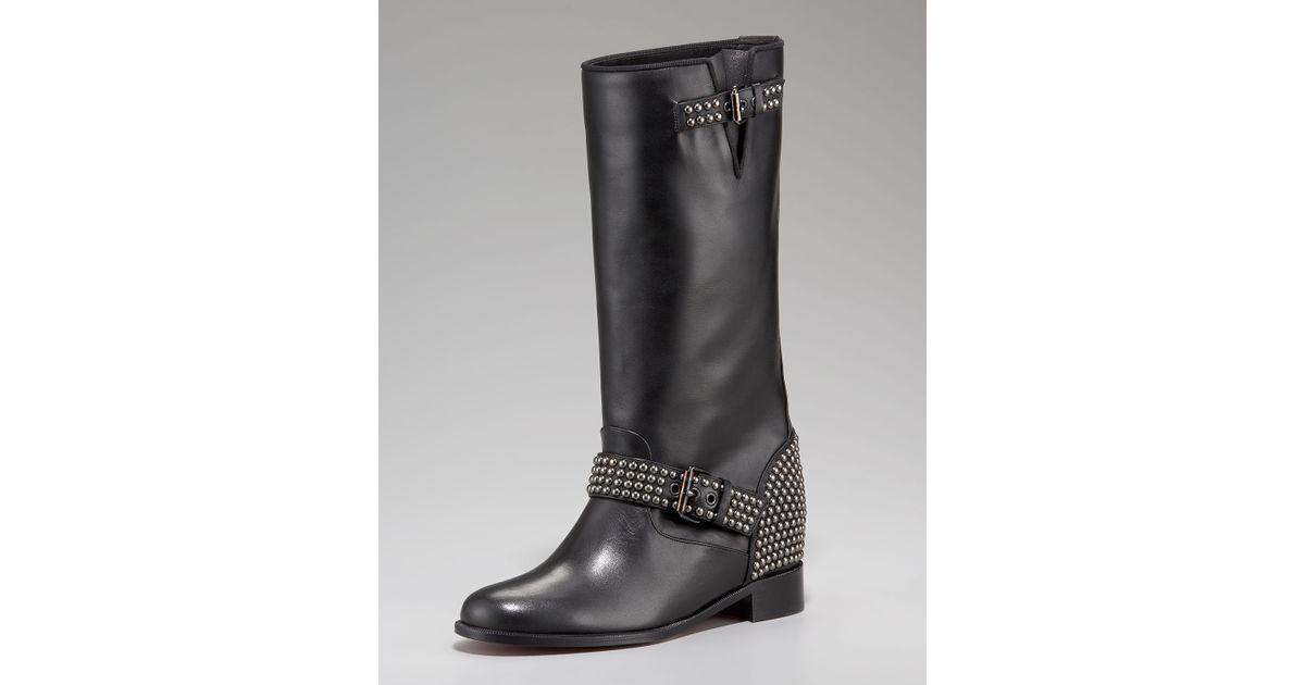 louboutin studded buckle boots