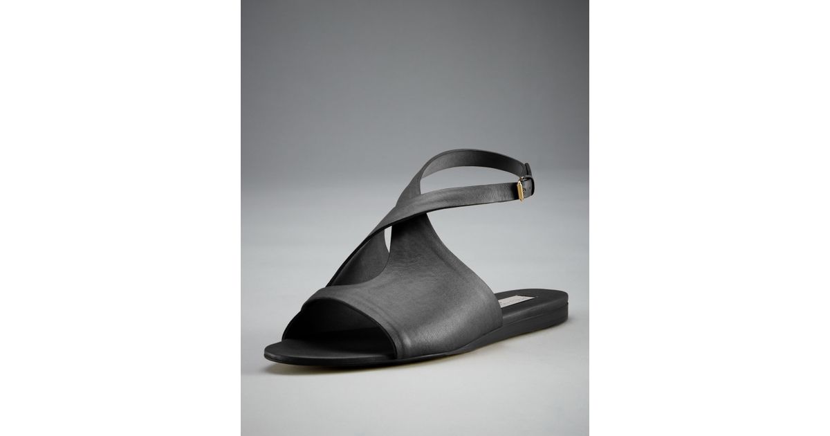 black ankle wrap flats