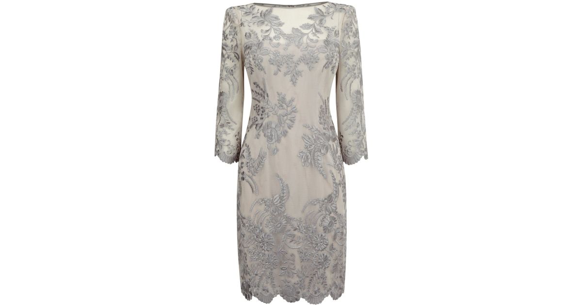 Karen millen Lace And Embroidery Dress in Gray Lyst