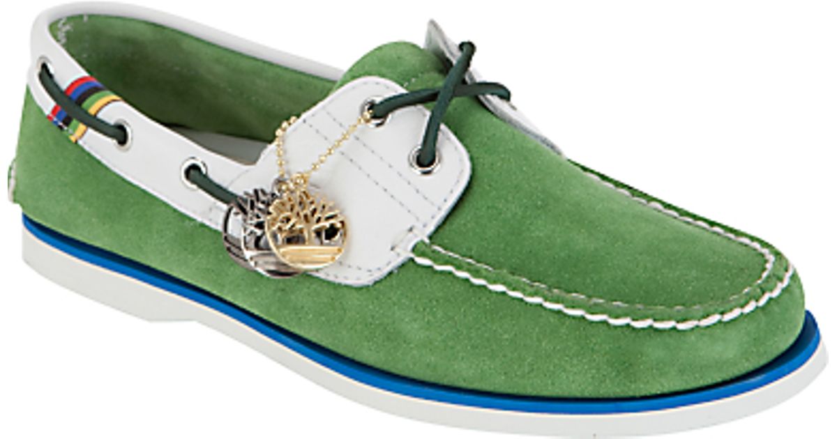 green timberland boat shoes