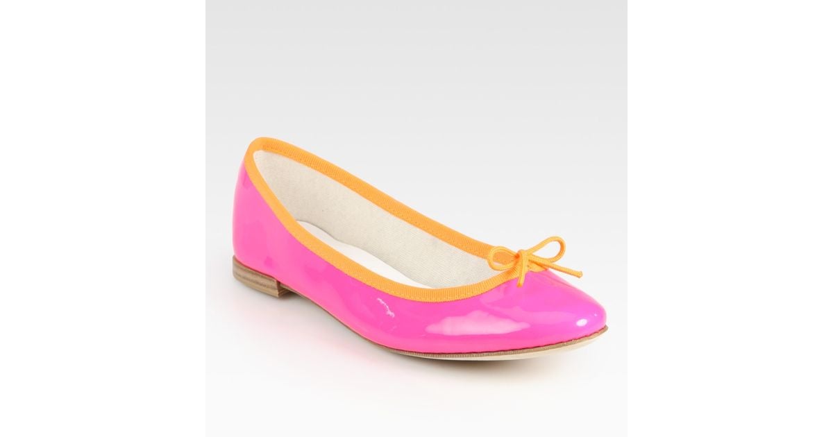 Repetto Neon Patent Leather Ballet Flats in Pink Lyst
