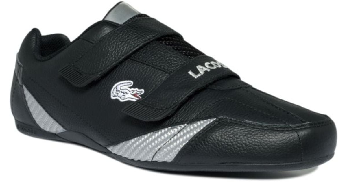 lacoste black velcro trainers