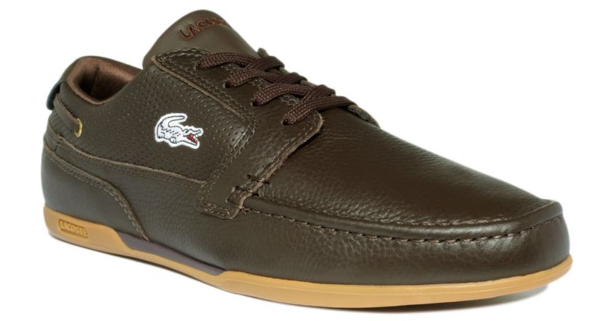 Lacoste Dreyfus Leather Boat Shoes in Dark Brown (Brown) for Men | Lyst