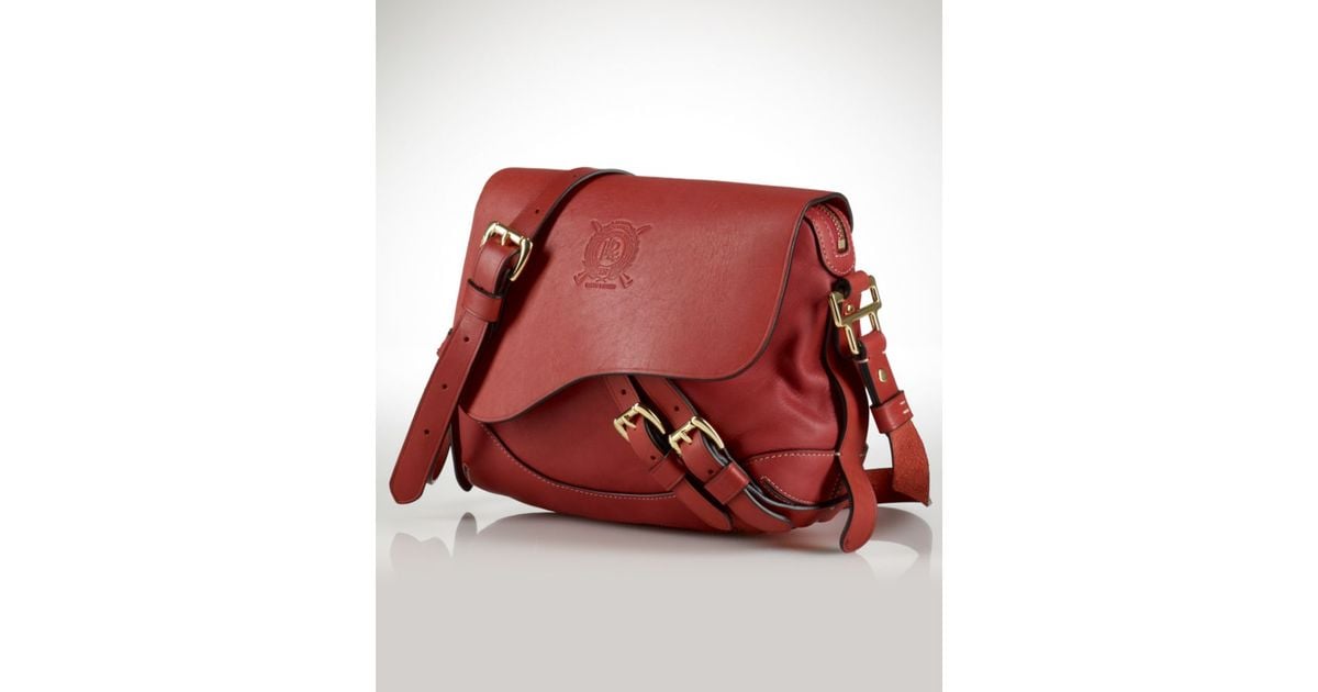 Lauren by Ralph Lauren Tremont Leather Small Crossbody Bag in Red