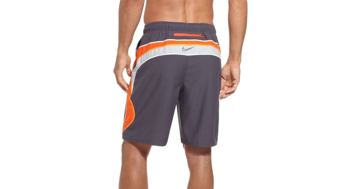 Nike Revolve Swim Trunks In Gray For Men Lyst