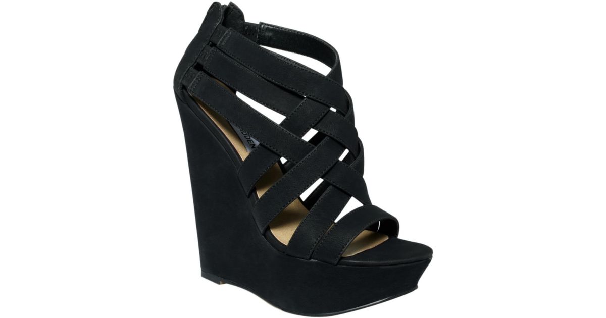 steve madden black wedge sandals