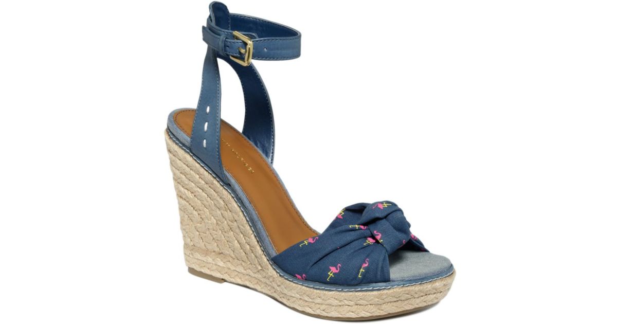 tommy hilfiger blue wedges
