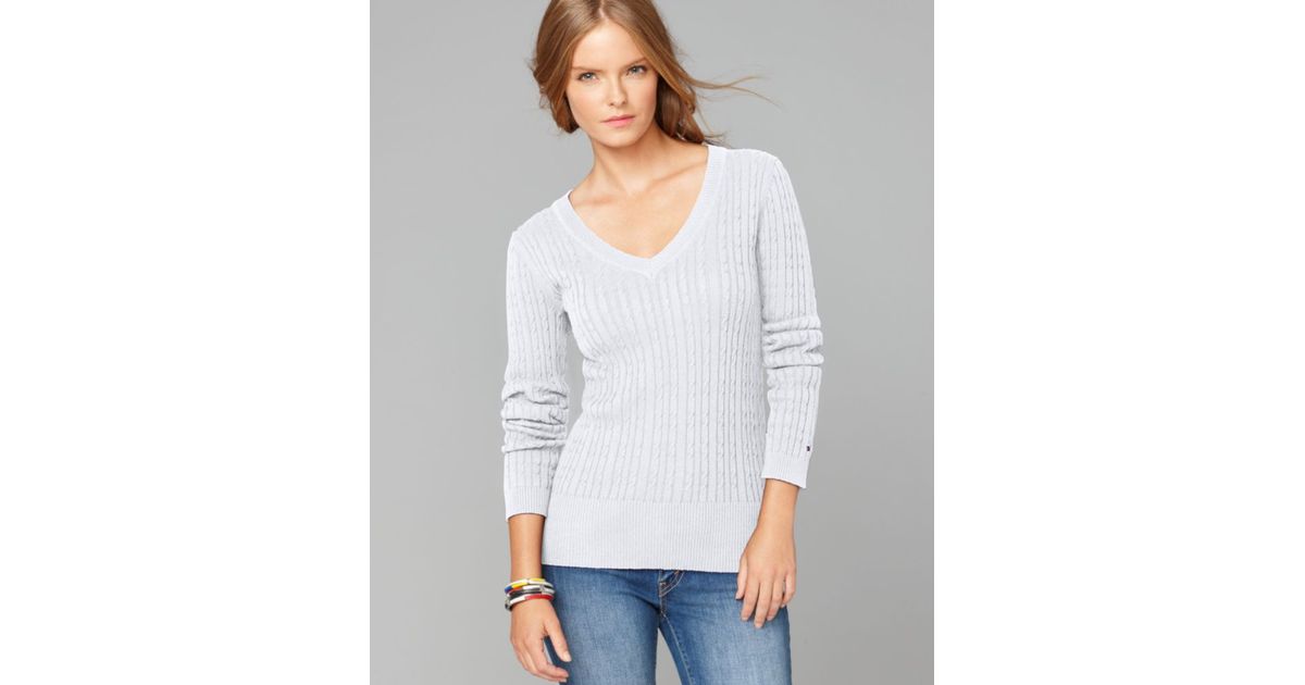 tommy hilfiger pink cable knit sweater