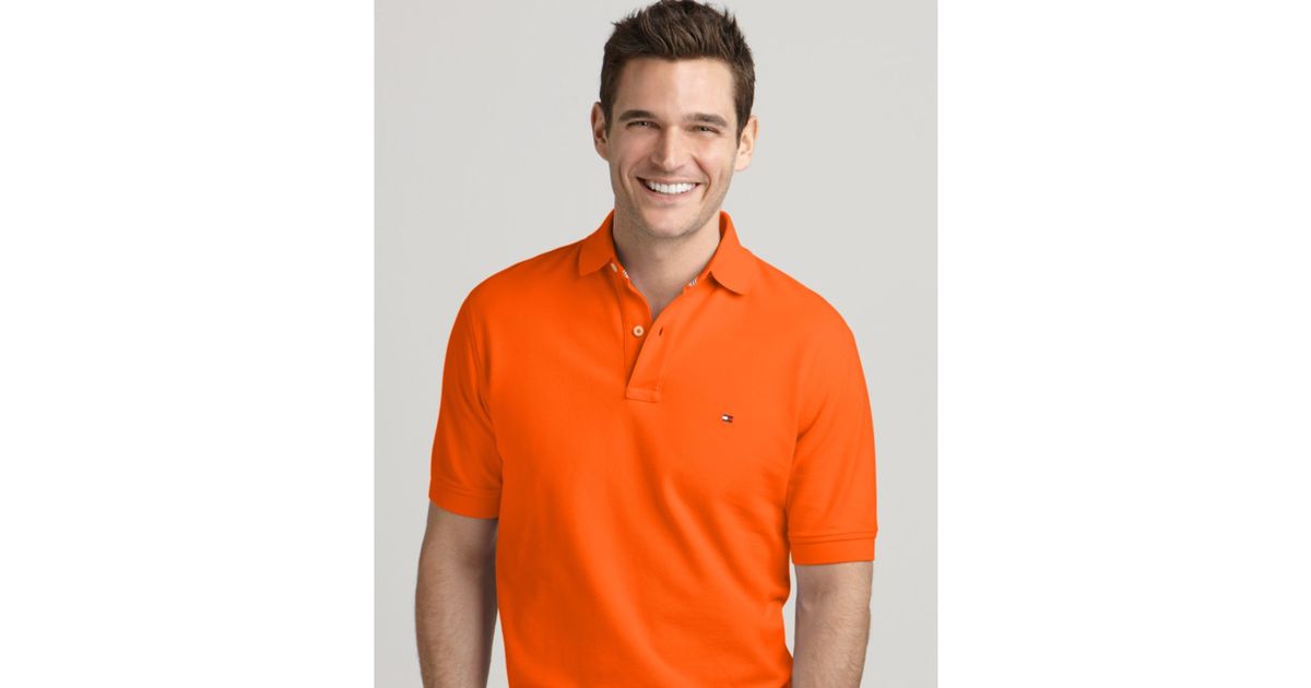 Tommy Hilfiger Ivy Solid Polo Shirt in Papaya (Orange) for Men - Lyst