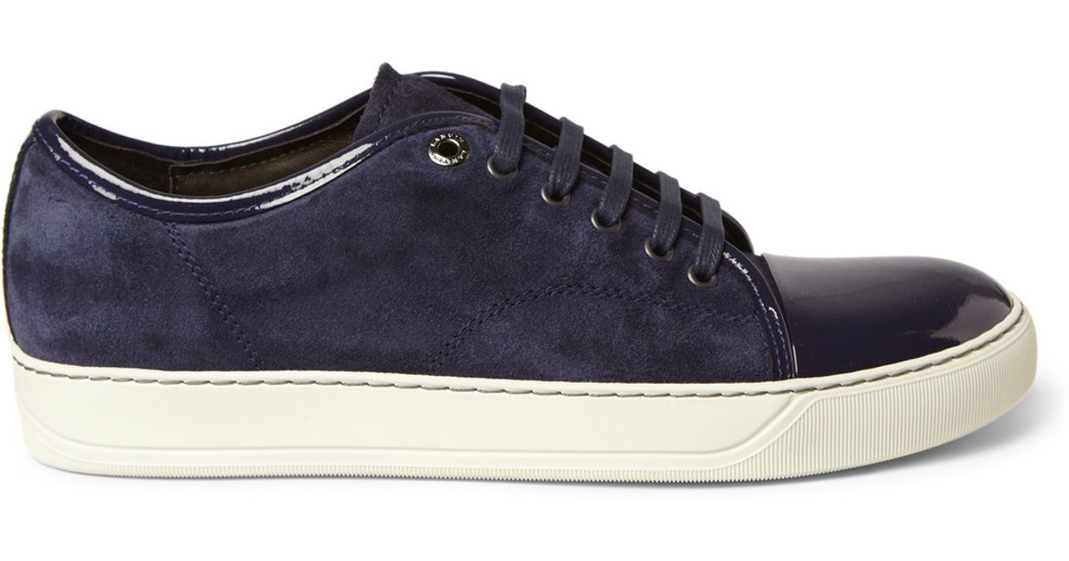 lanvin navy suede sneakers