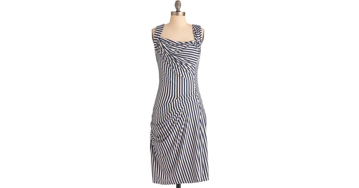 ModCloth Gathering Together Dress in Navy (Gray) - Lyst