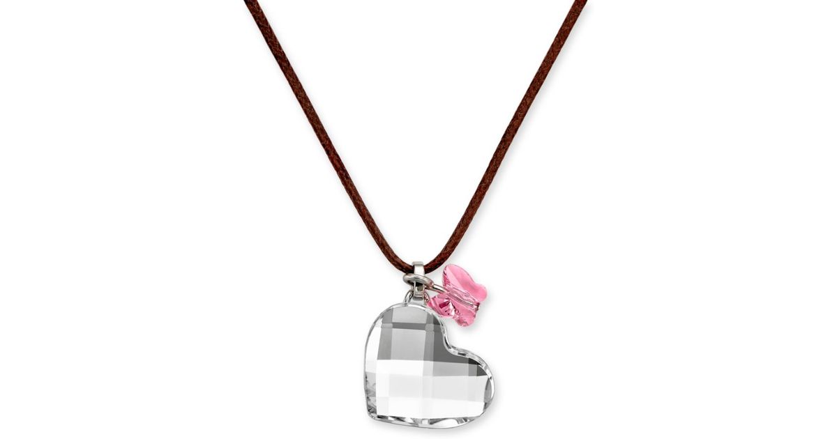 Swarovski Crystal Butterfly and Heart Pendant in Pink | Lyst