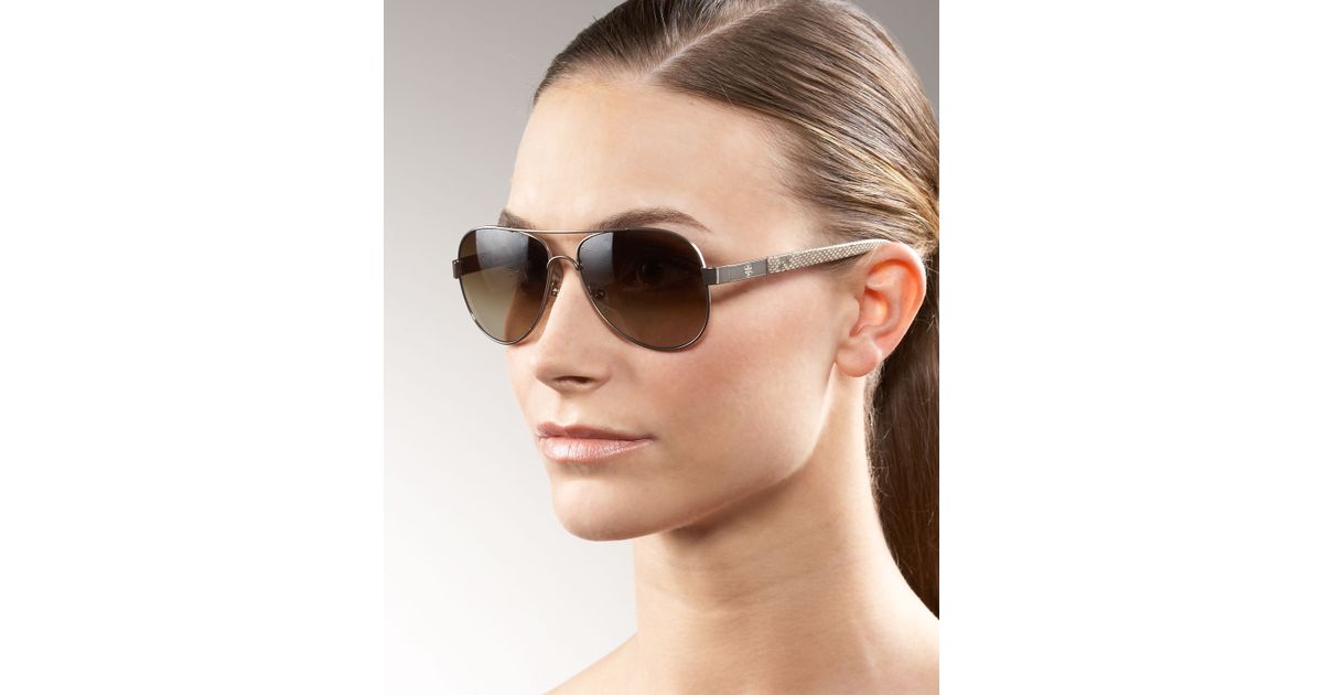 tory burch classic stripe aviator sunglasses