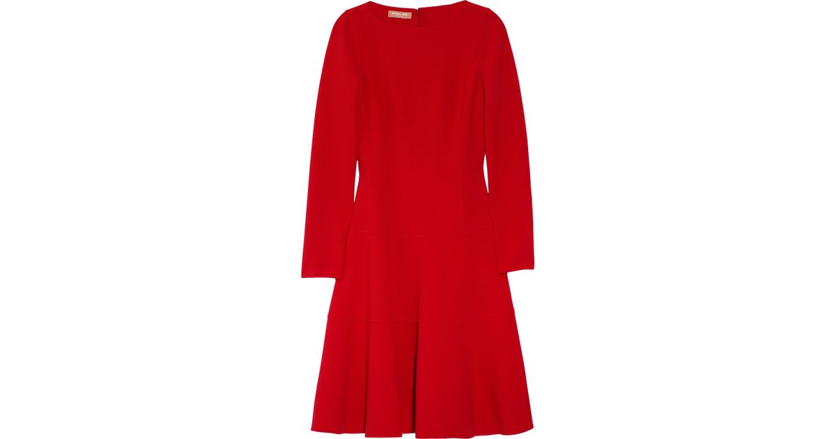 Michael kors Stretch Woolblend Crepe Dress in Red | Lyst