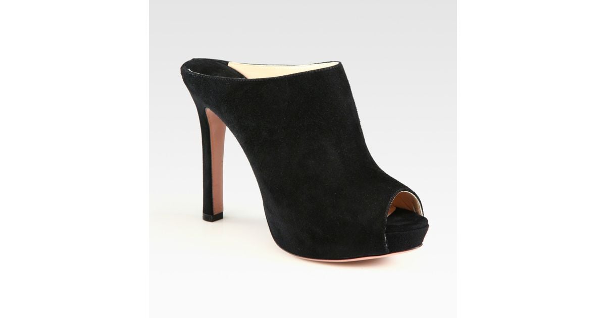 black open toe mules