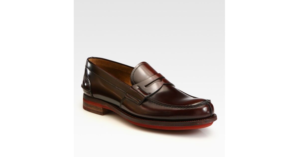 prada penny loafer brown