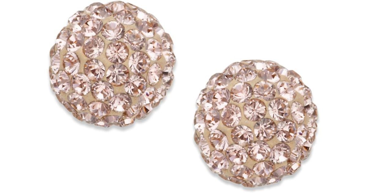 Swarovski Gold Plated Rose Crystal Ball Stud Earrings in Metallic | Lyst