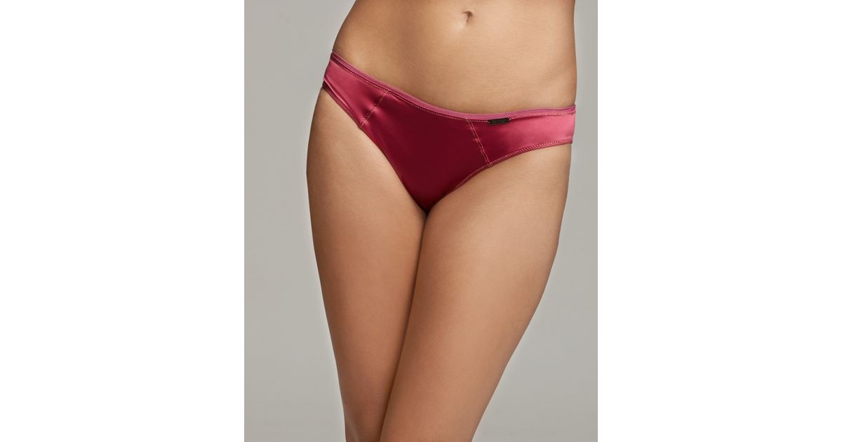 Calvin Klein Underwear Satin Glam Bikini in Red | Lyst