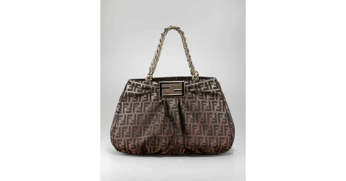 Fendi Brown Mia Metallic Zucca Shoulder Bag
