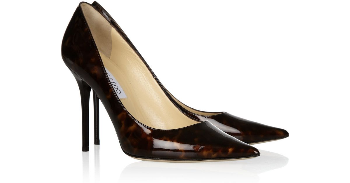 Jimmy Choo Abel Tortoise Shell Print Patent Leather Pumps in Camel ...