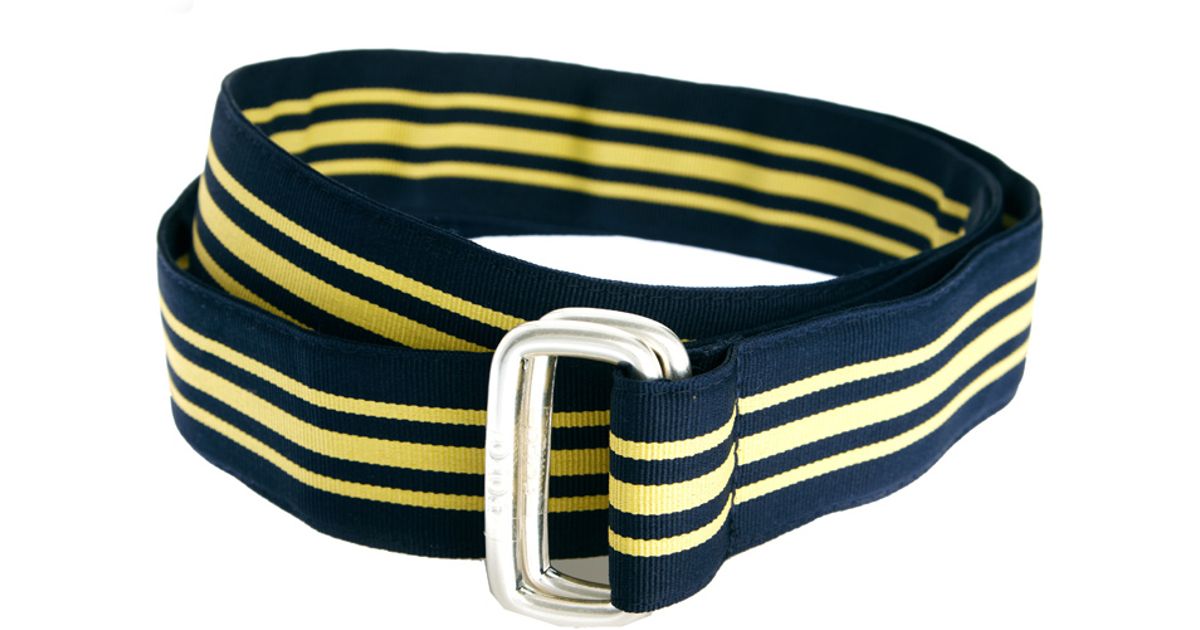 Polo by Ralph Lauren Yellow Woven D-Ring Belt Polo Ralph Lauren Mens L Yellow Braided Belt D Ring Preppy  main image 2