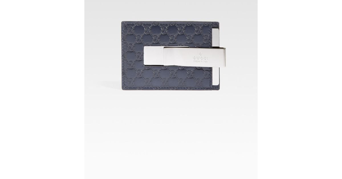 Gucci Microguccisima Card Money Clip Wallet in Blue for Men