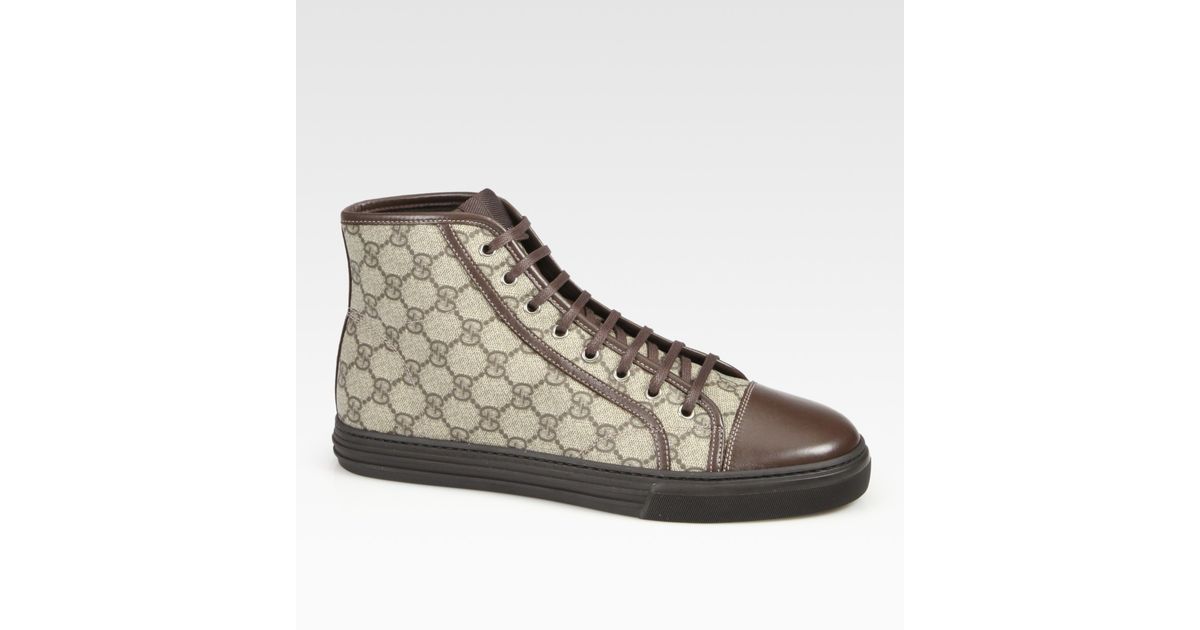 Gucci California High-Top Lace-Up Sneakers in Cocoa (Brown) for Men - Lyst