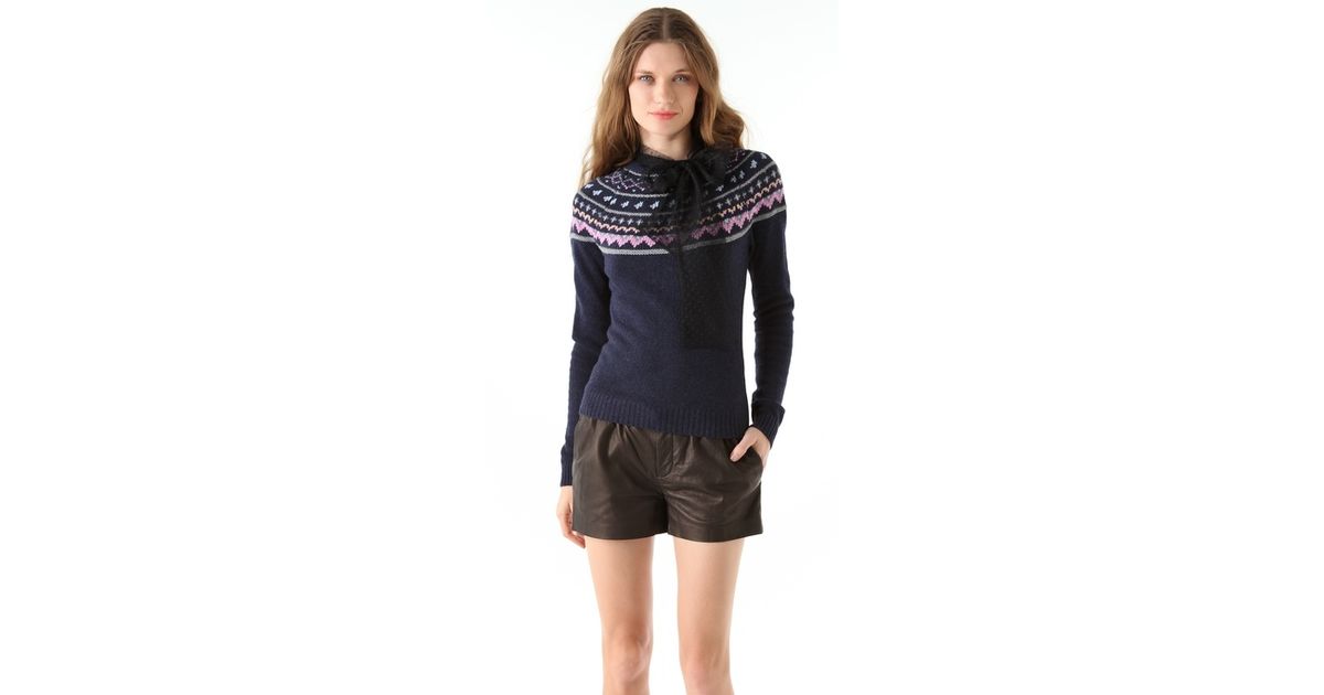 Red valentino Fair Isle Sweater in Blue | Lyst