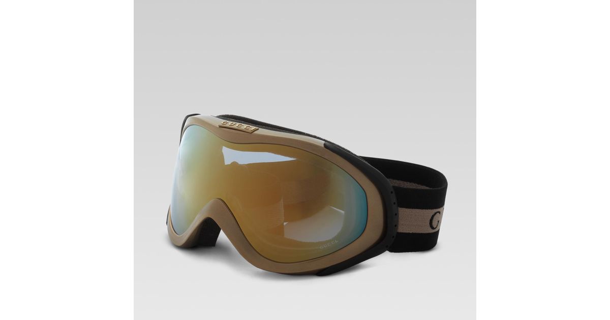 Gucci Ski Goggles With Logo And Signature  Detail in Gold (Metallic