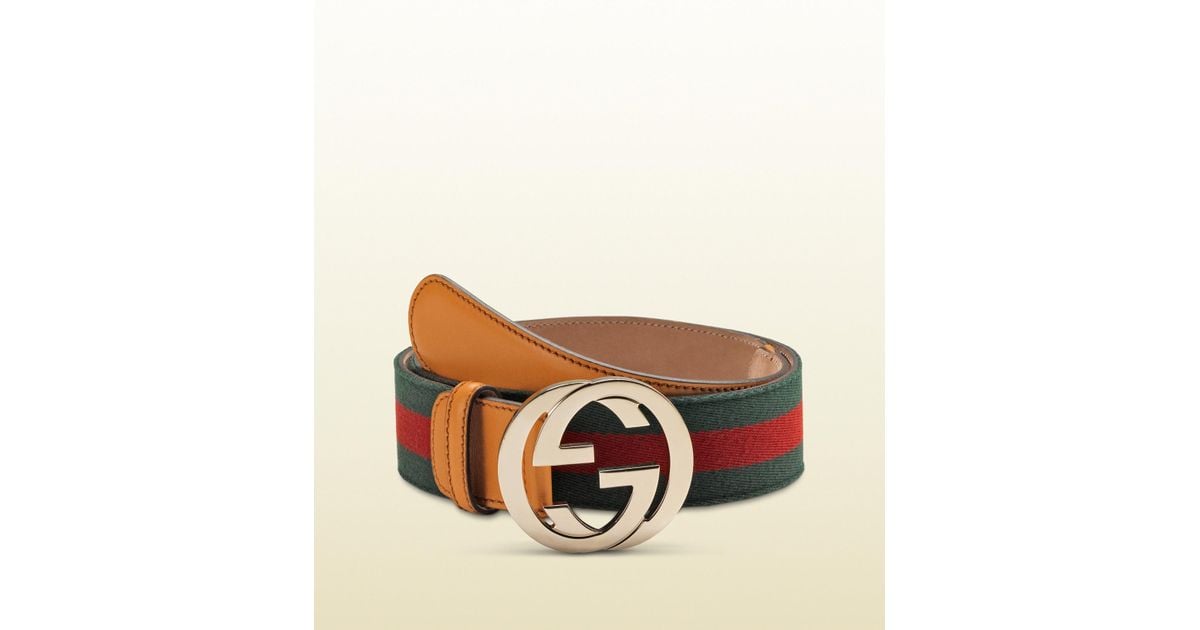 Gucci Signature Web Belt With Interlocking G Buckle in Green for 