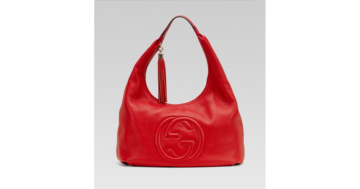gucci soho leather hobo red