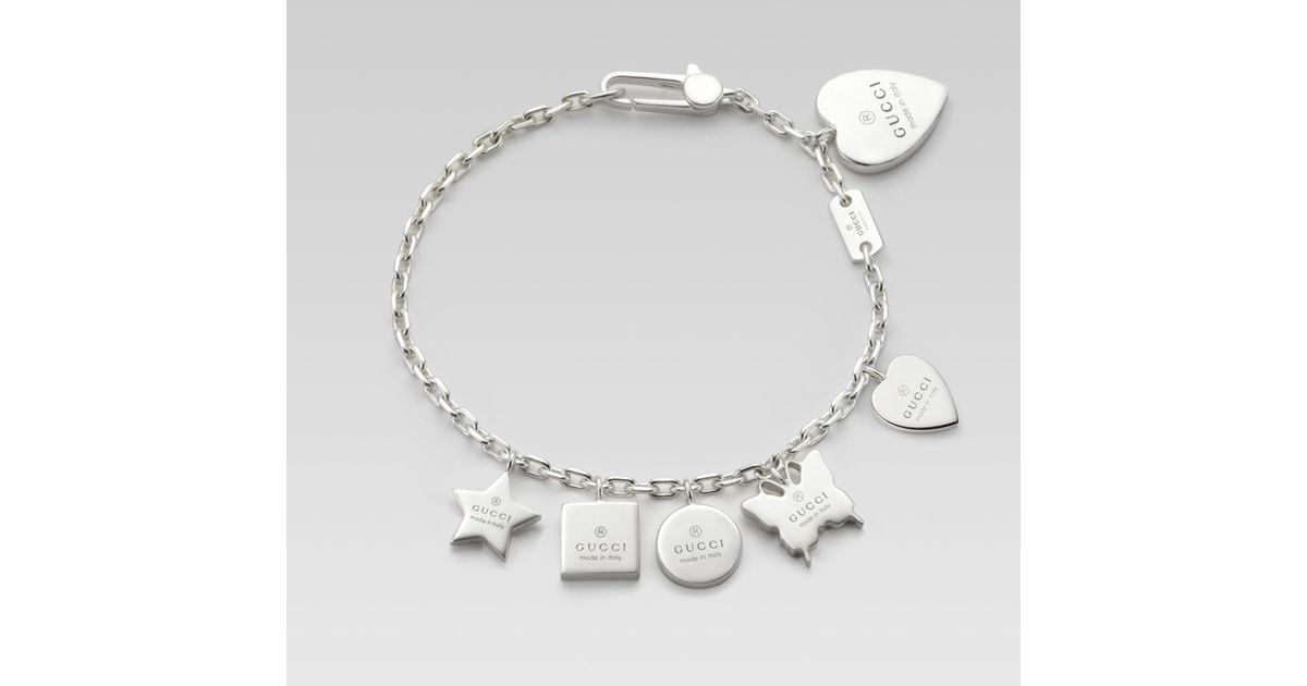 Gucci Bracelet with Gucci Trademark Engraved Charms in Silver (Metallic) -  Lyst