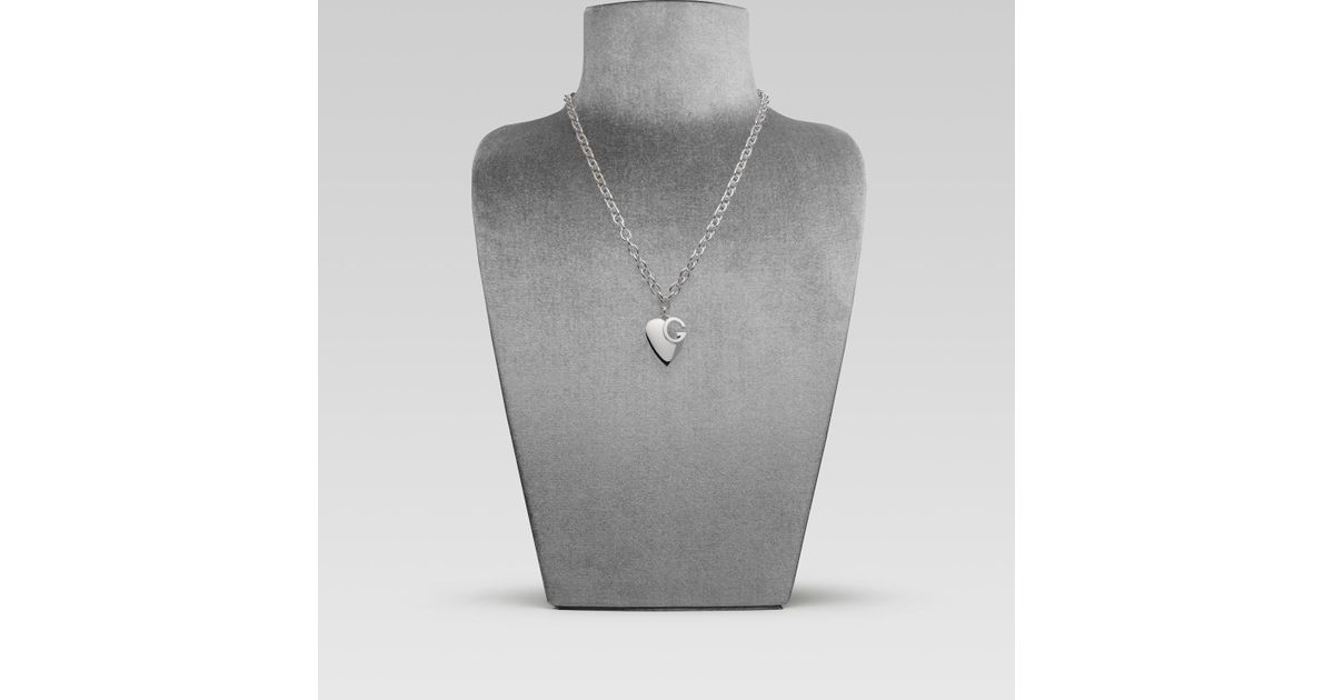 gucci silver heart pendant necklace