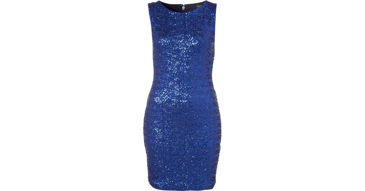 topshop blue sequin dress