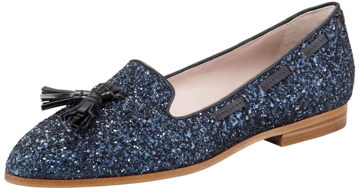 miu miu glitter loafers