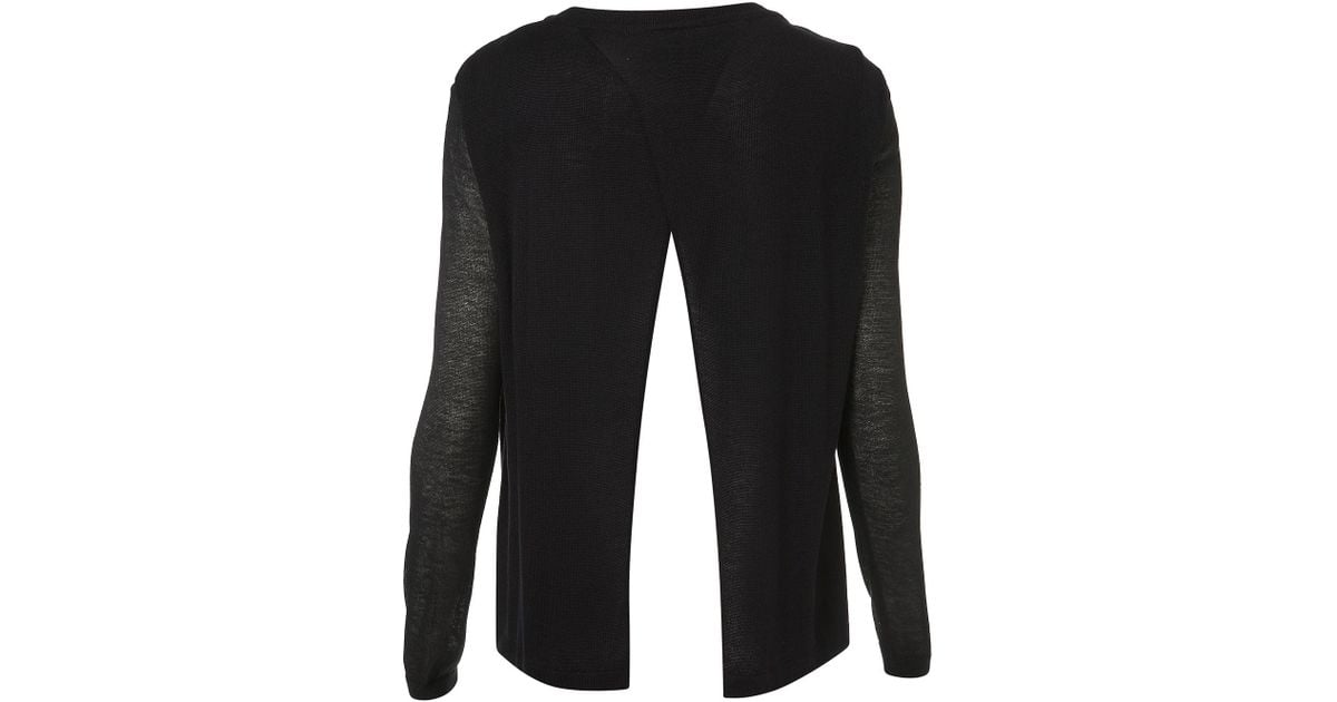 Topshop Knitted Sheer Split Back Top in Black | Lyst