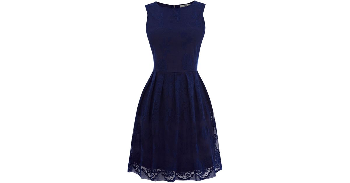 Oasis Lace Cutaway Dress in Blue | Lyst