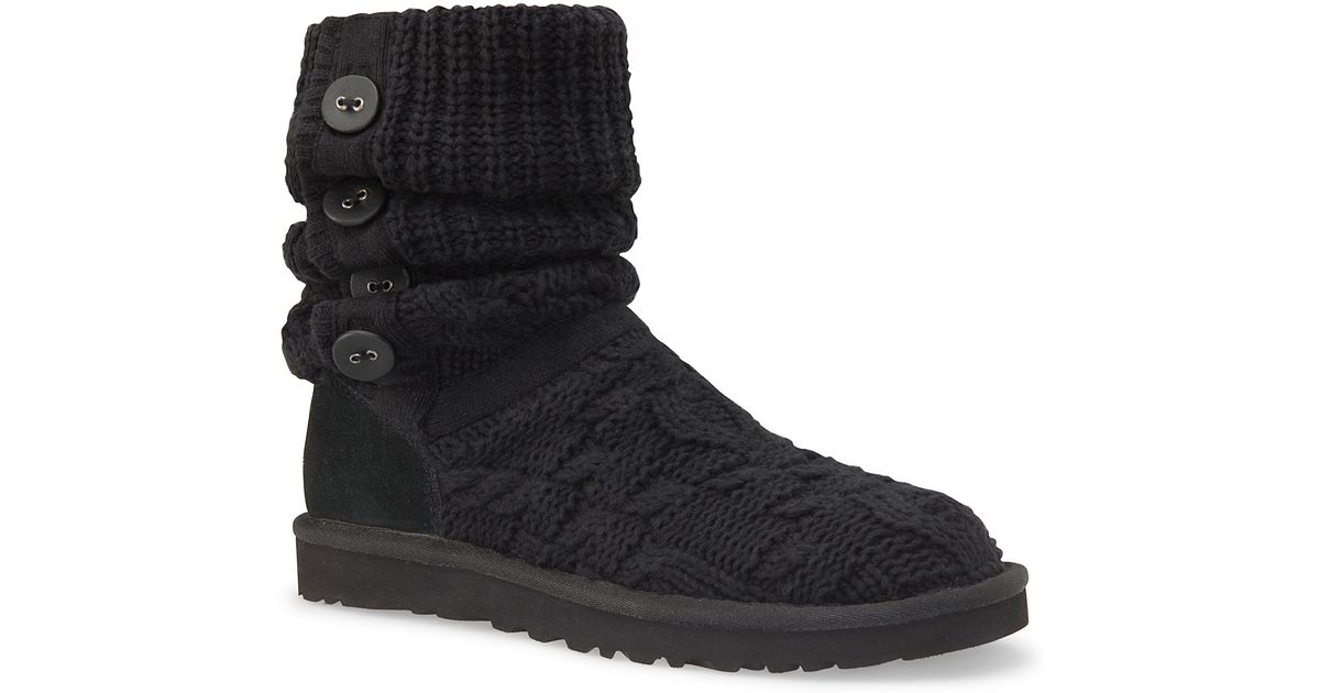 UGG Boots Leland Knit Foldover in Black Charcoal (Black) - Lyst