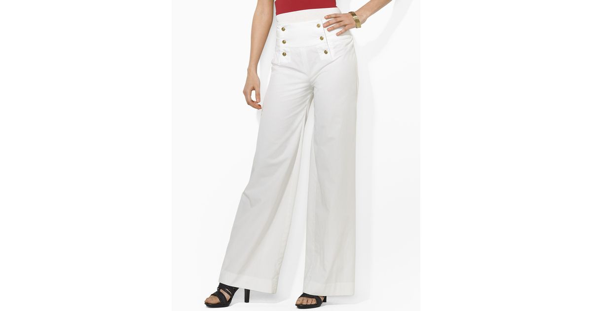 Lauren by Ralph Lauren Nicklaus Cotton Twill Sailor Pants in White | Lyst