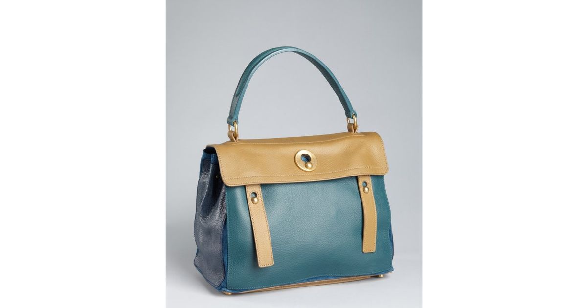 Saint laurent Lagoon and Olive Leather Travel Muse 2 Colorblock ...  