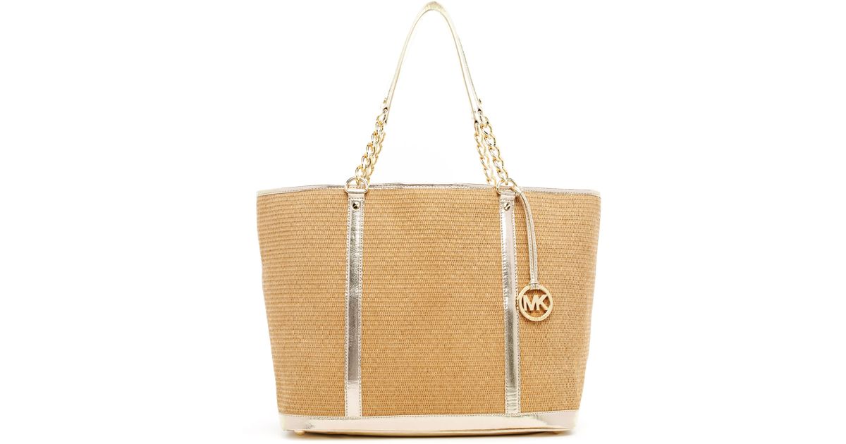 Lyst Michael Kors Amagansett Straw Tote In Natural