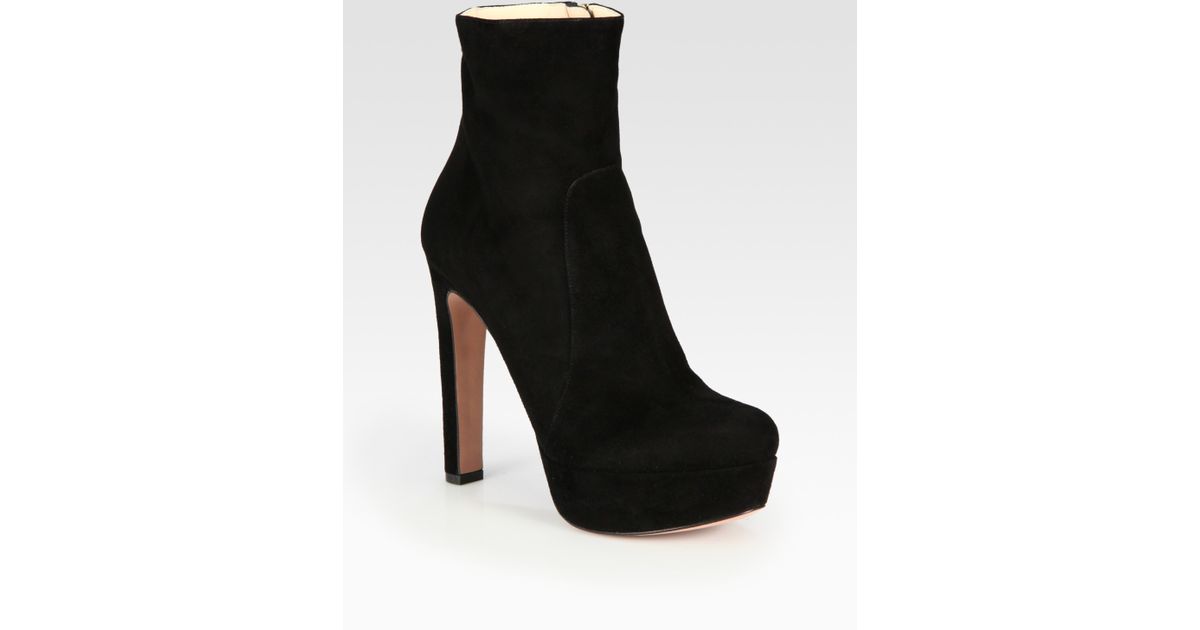 black suede platform booties