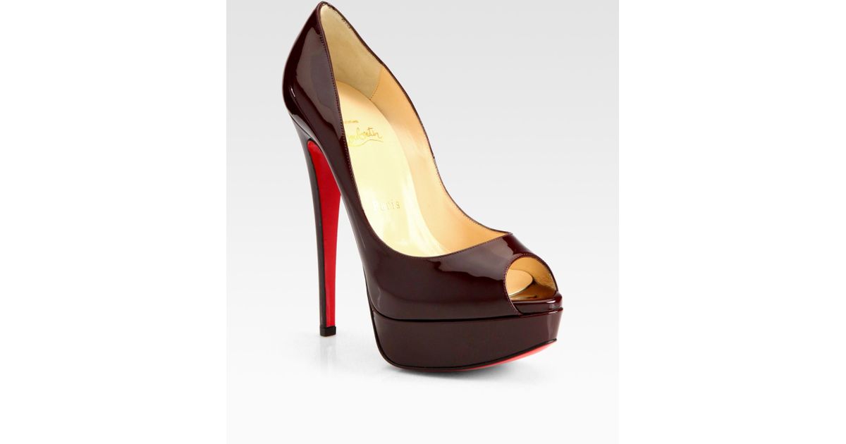 Christian louboutin Lady Peep Toe Patent Leather Pumps in Purple ...